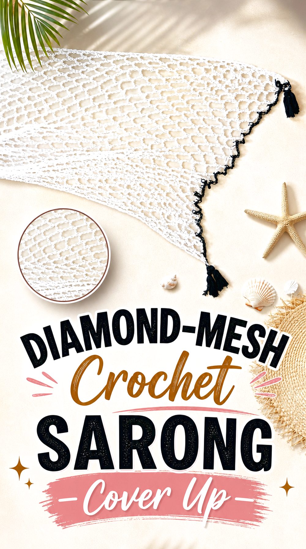 Diamond Mesh Crochet Sarong Cover Up