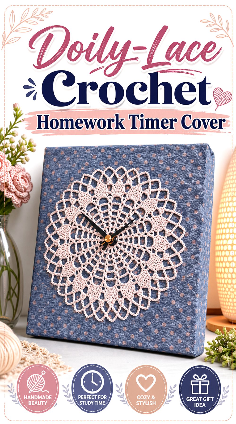 Doily Lace Crochet Homework Timer Cover