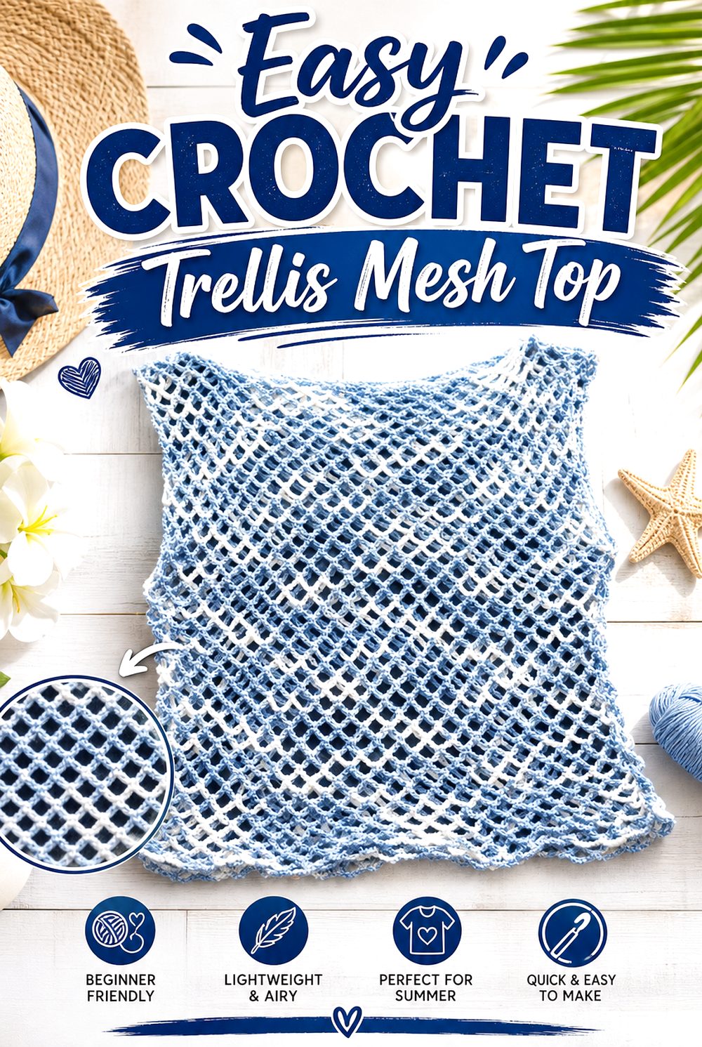 Easy Crochet Trellis Mesh Top
