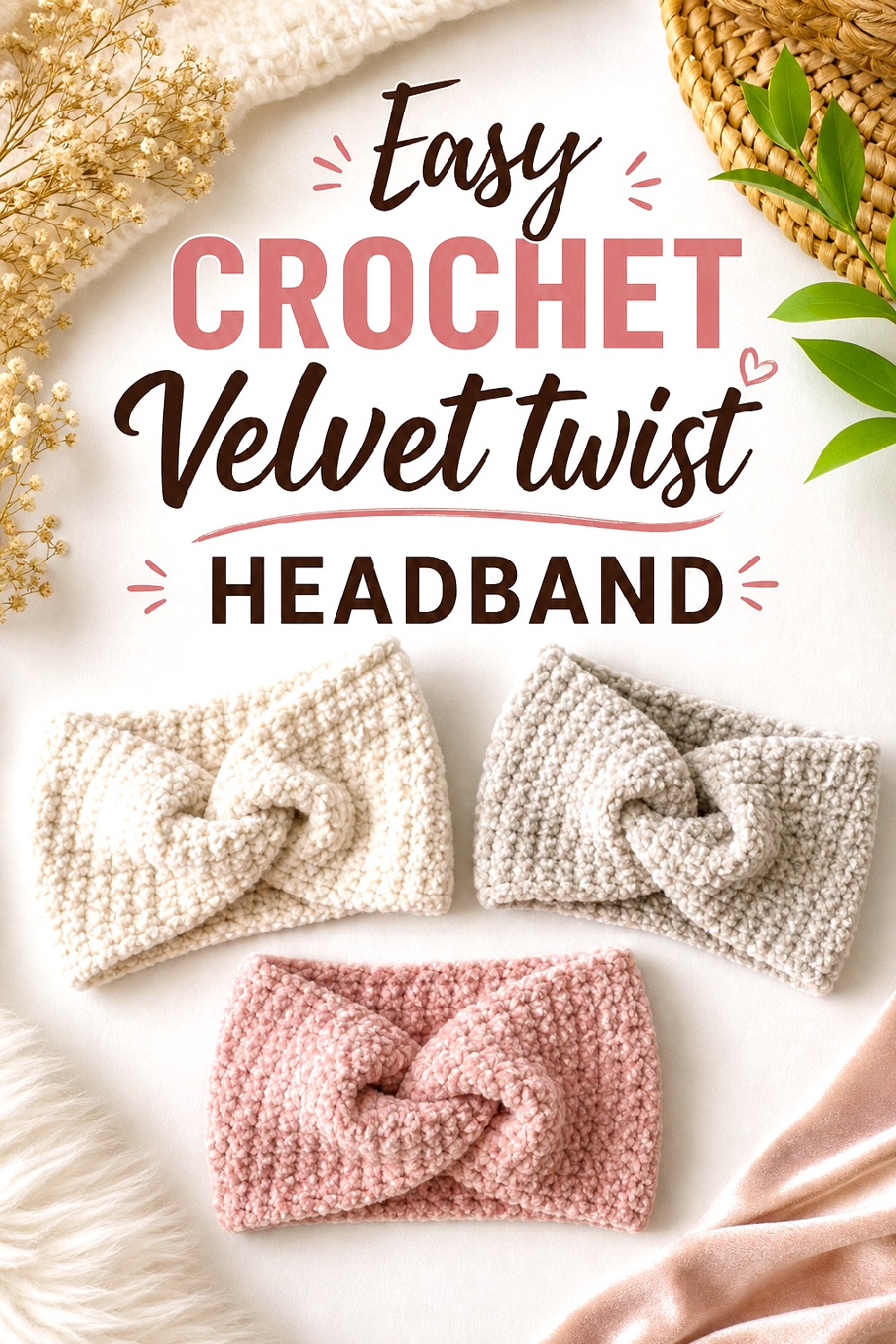 Easy Crochet Velvet Twist Headband