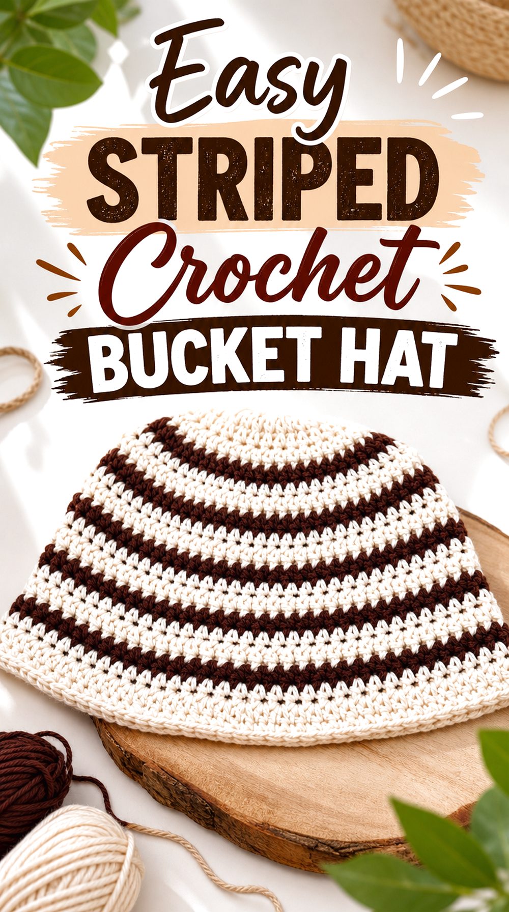 Easy Striped Crochet Bucket Hat