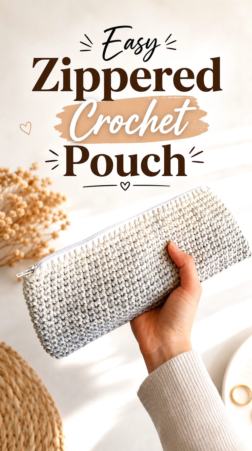Easy Zippered Crochet Pouch