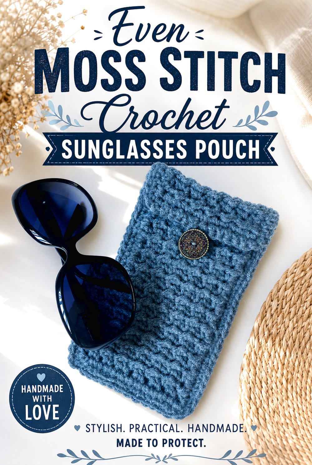 Even Moss Stitch Crochet Sunglasses Pouch