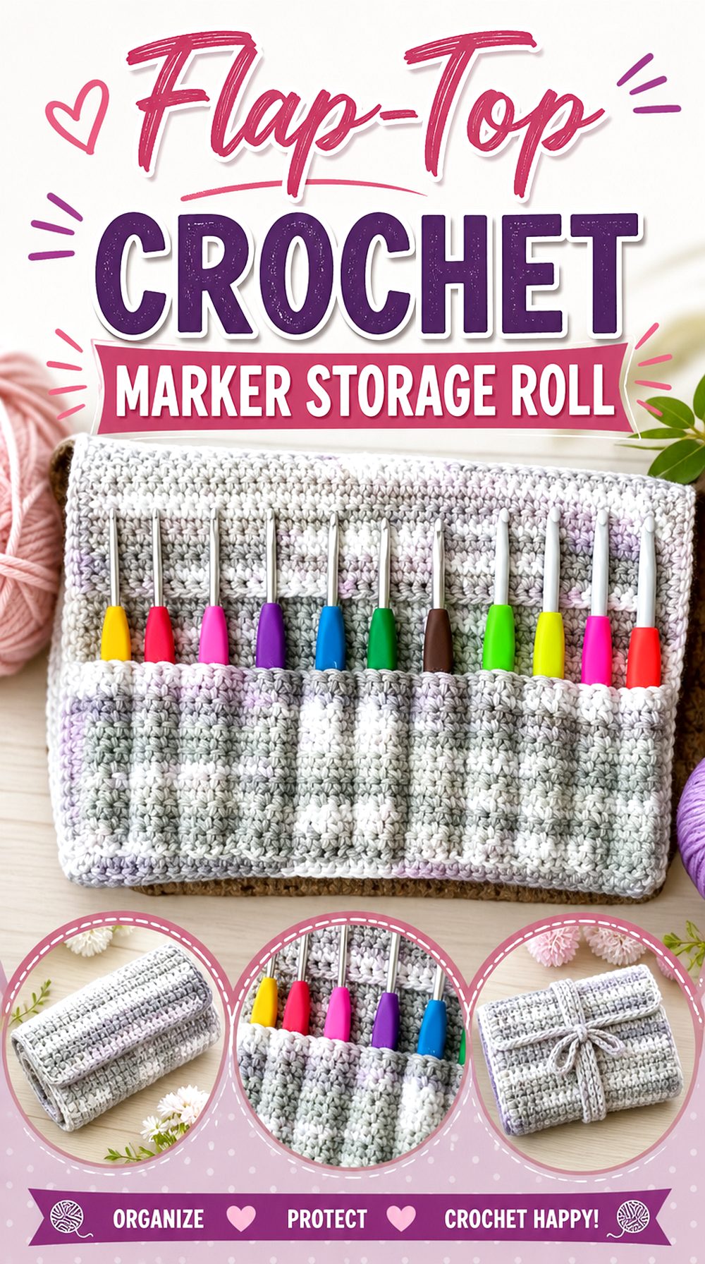 Flap Top Crochet Marker Storage Roll