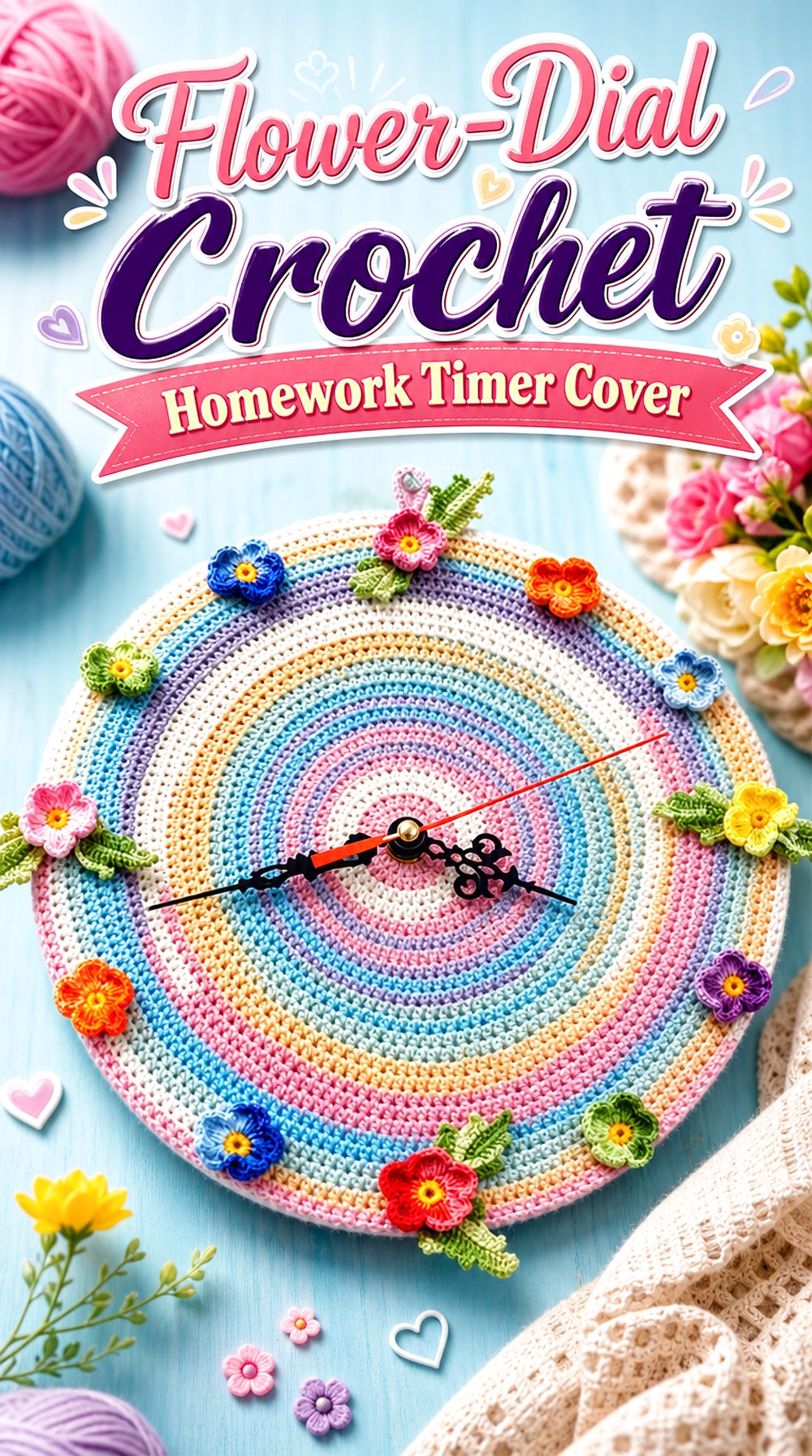 Flower Dial Crochet Homework Timer Cover