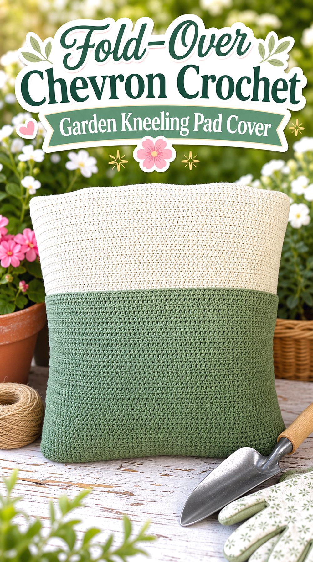 Fold Over Chevron Crochet Garden Kneeling Pad Cover