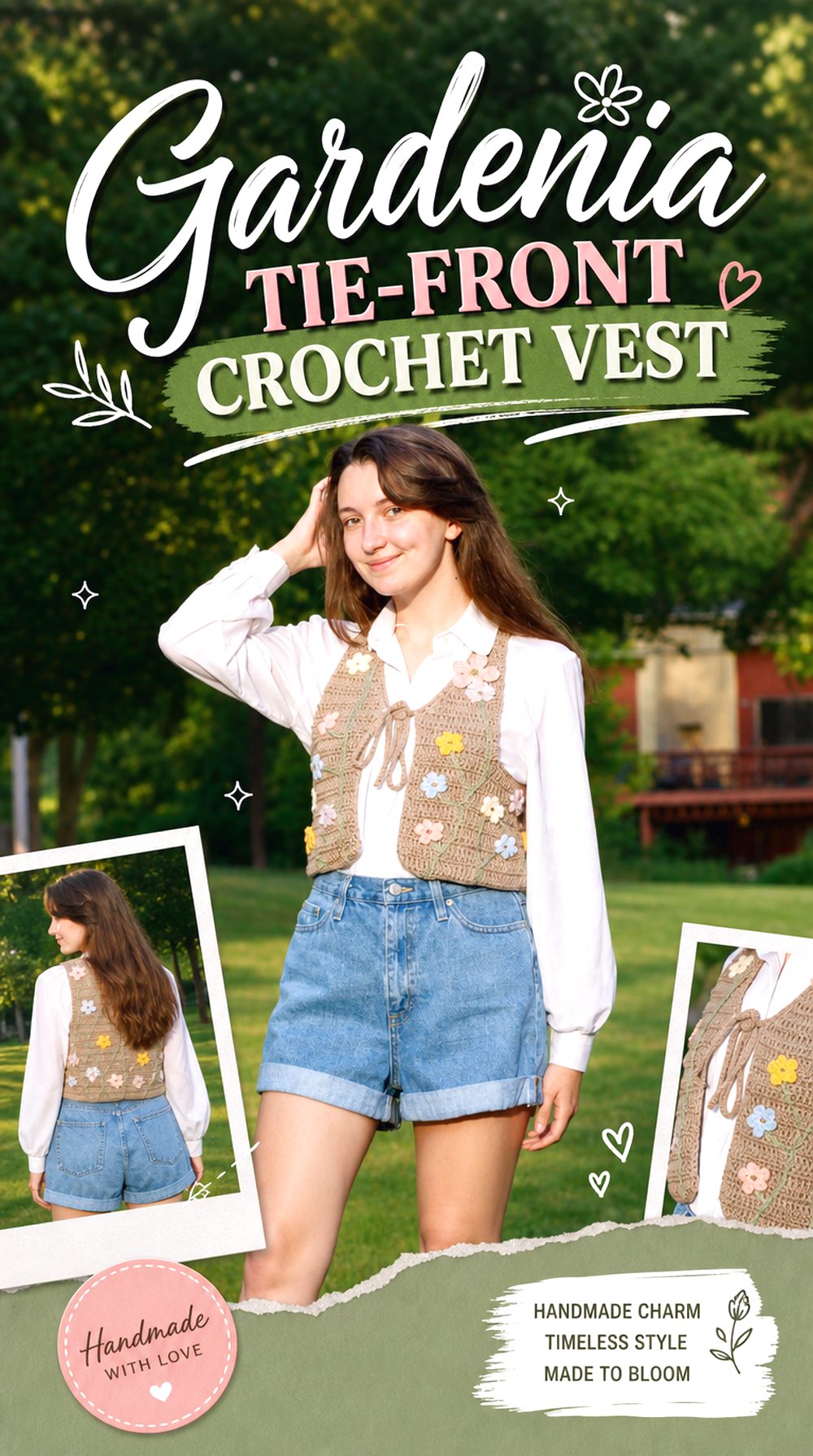 Gardenia Tie Front Crochet Vest