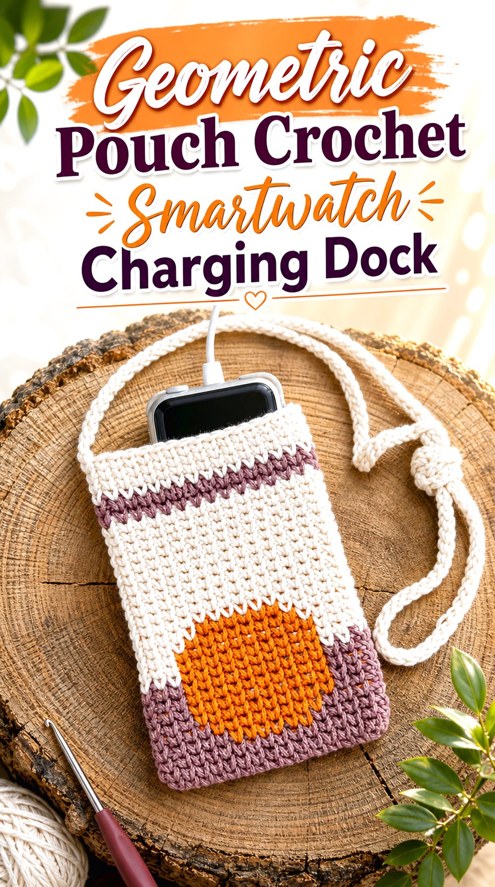 Geometric Pouch Crochet Smartwatch Charging Dock