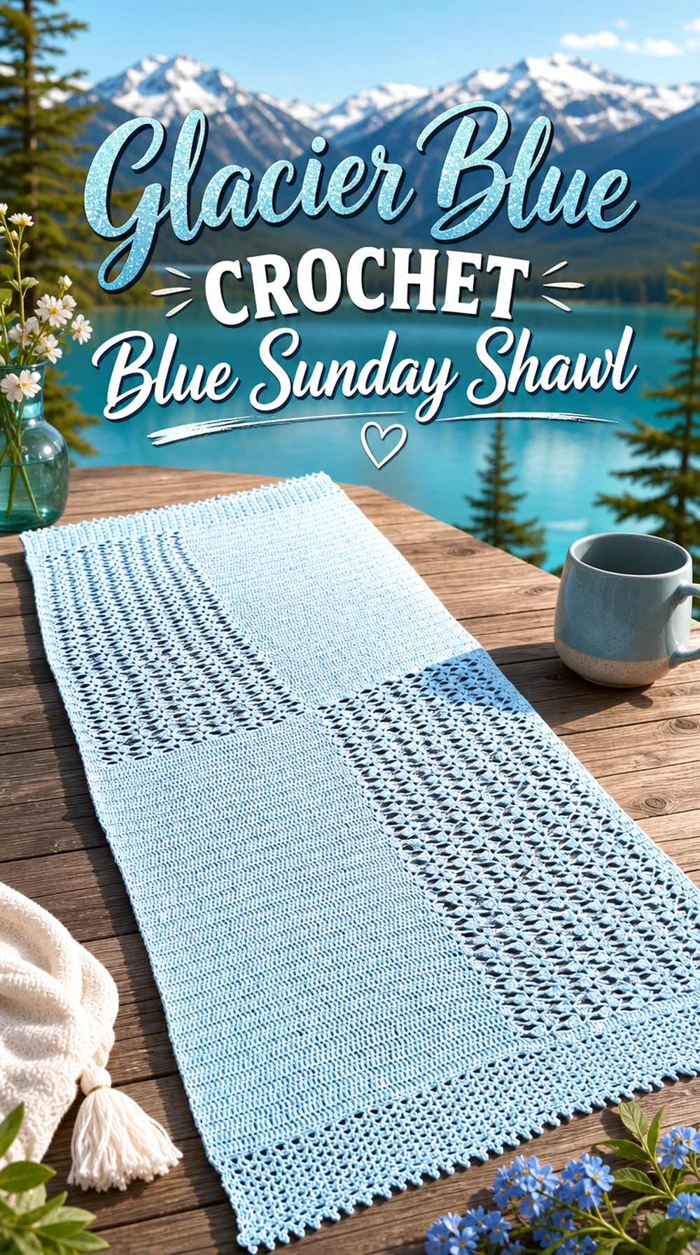 Glacier Blue Crochet Blue Sunday Shawl