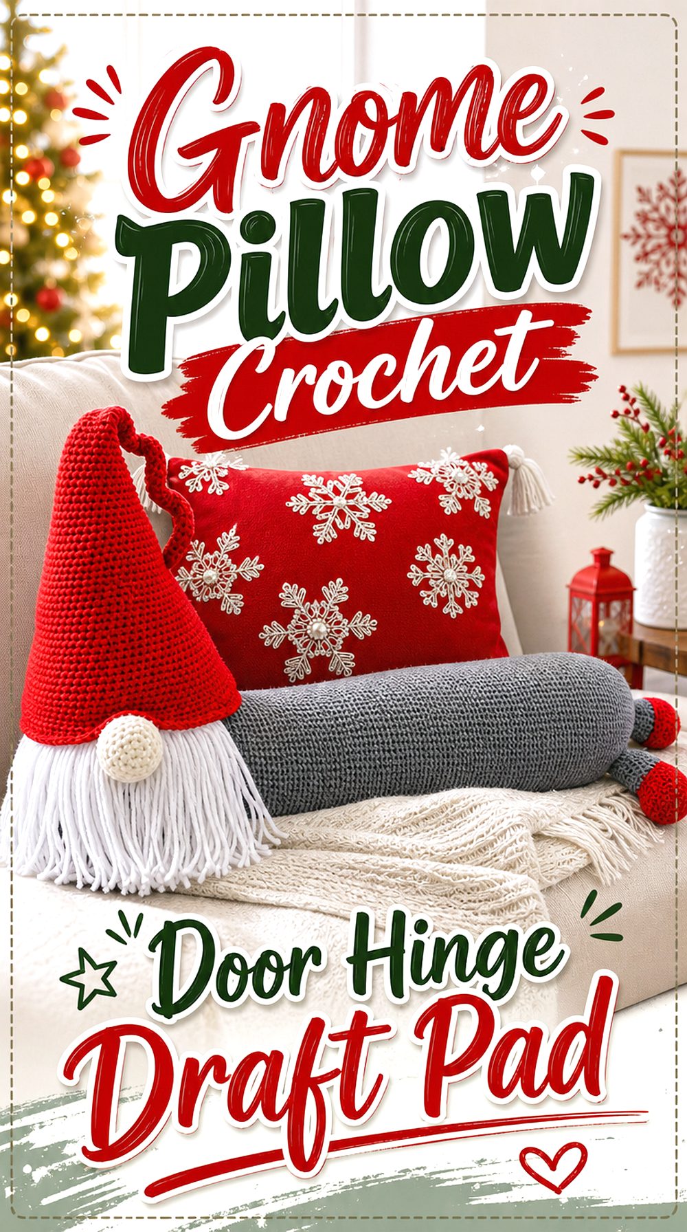 Gnome Pillow Crochet Door Hinge Draft Pad