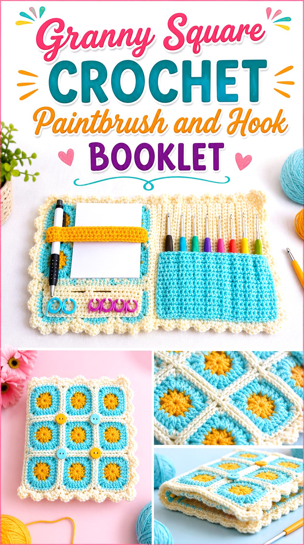 Granny Square Crochet Paintbrush and Hook Booklet