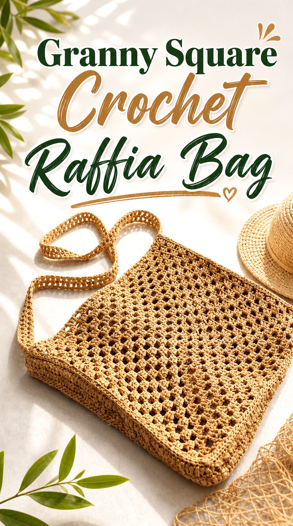 Granny Square Crochet Raffia Bag