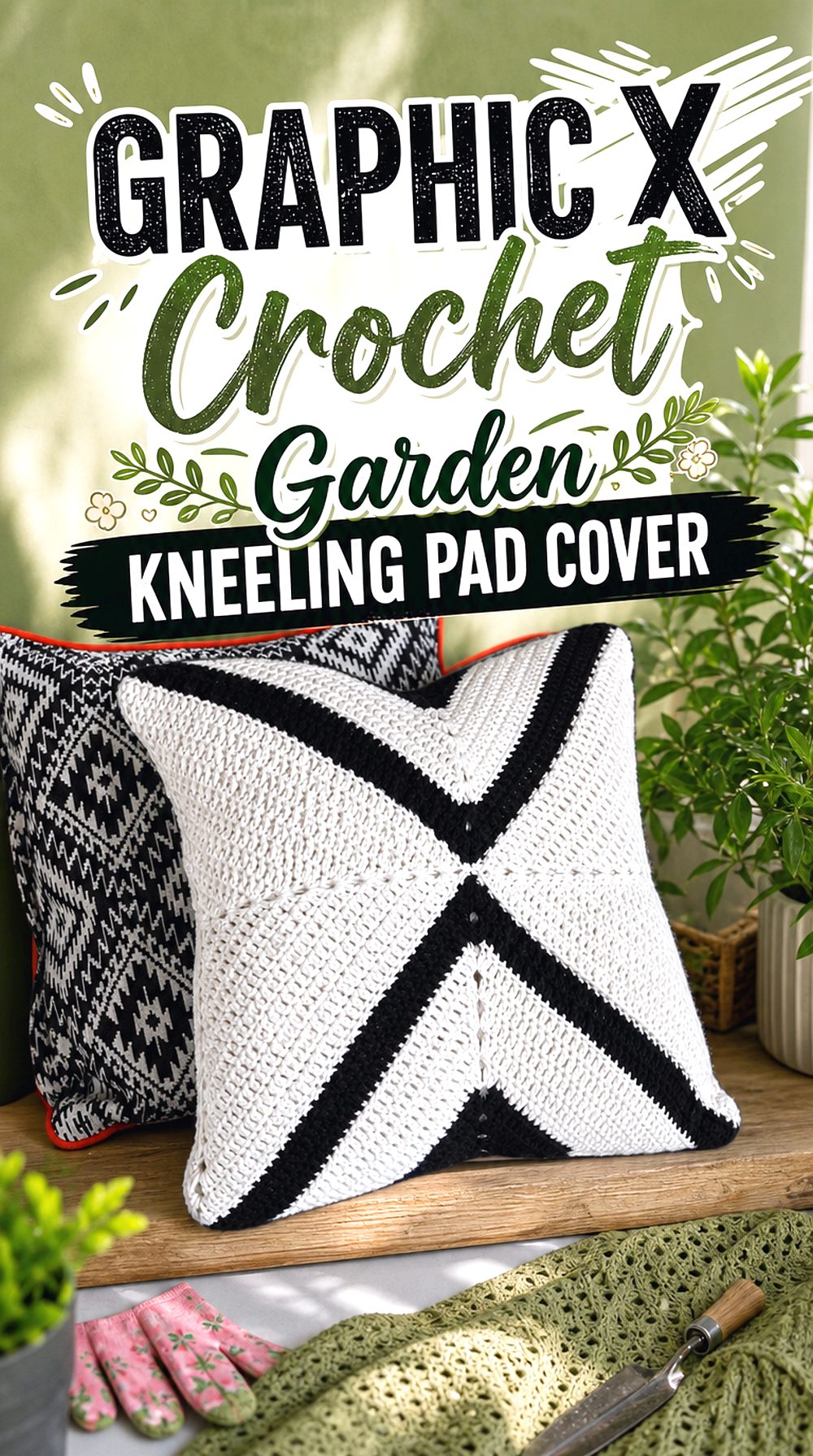Graphic X Crochet Garden Kneeling Pad Cover