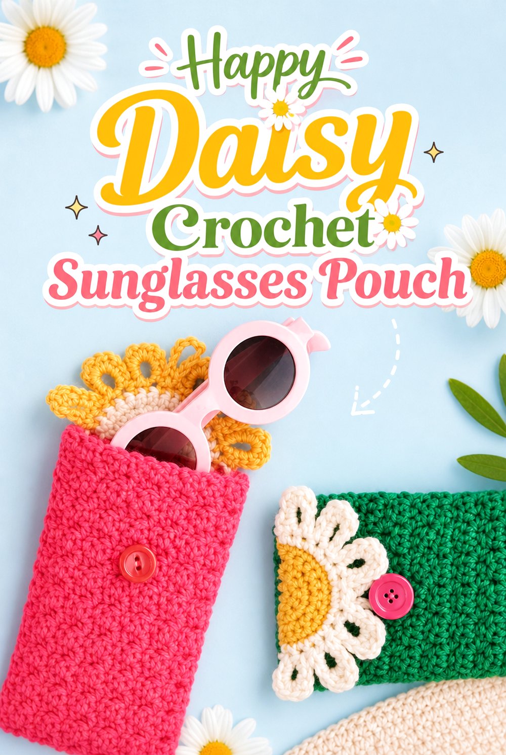 Happy Daisy Crochet Sunglasses Pouch