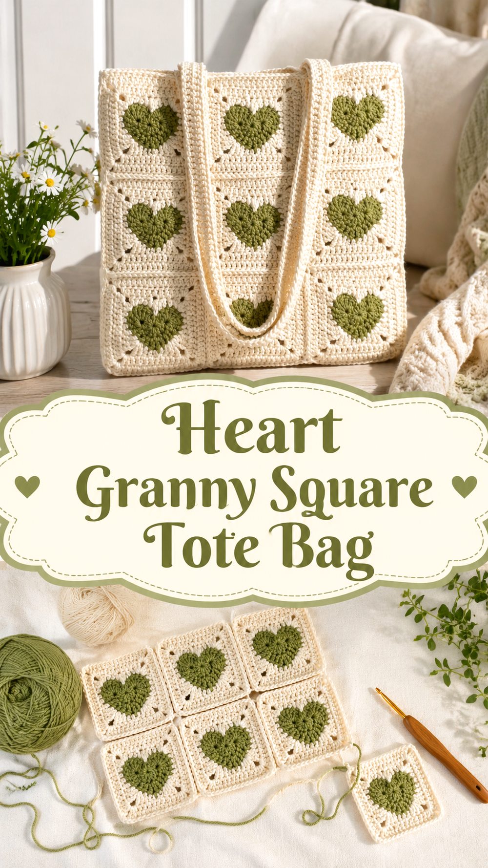 Heart Granny Square Tote Bag