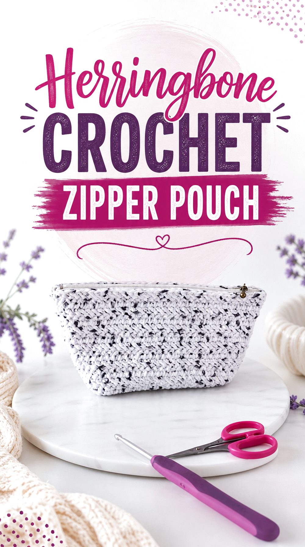 Herringbone Crochet Zipper Pouch