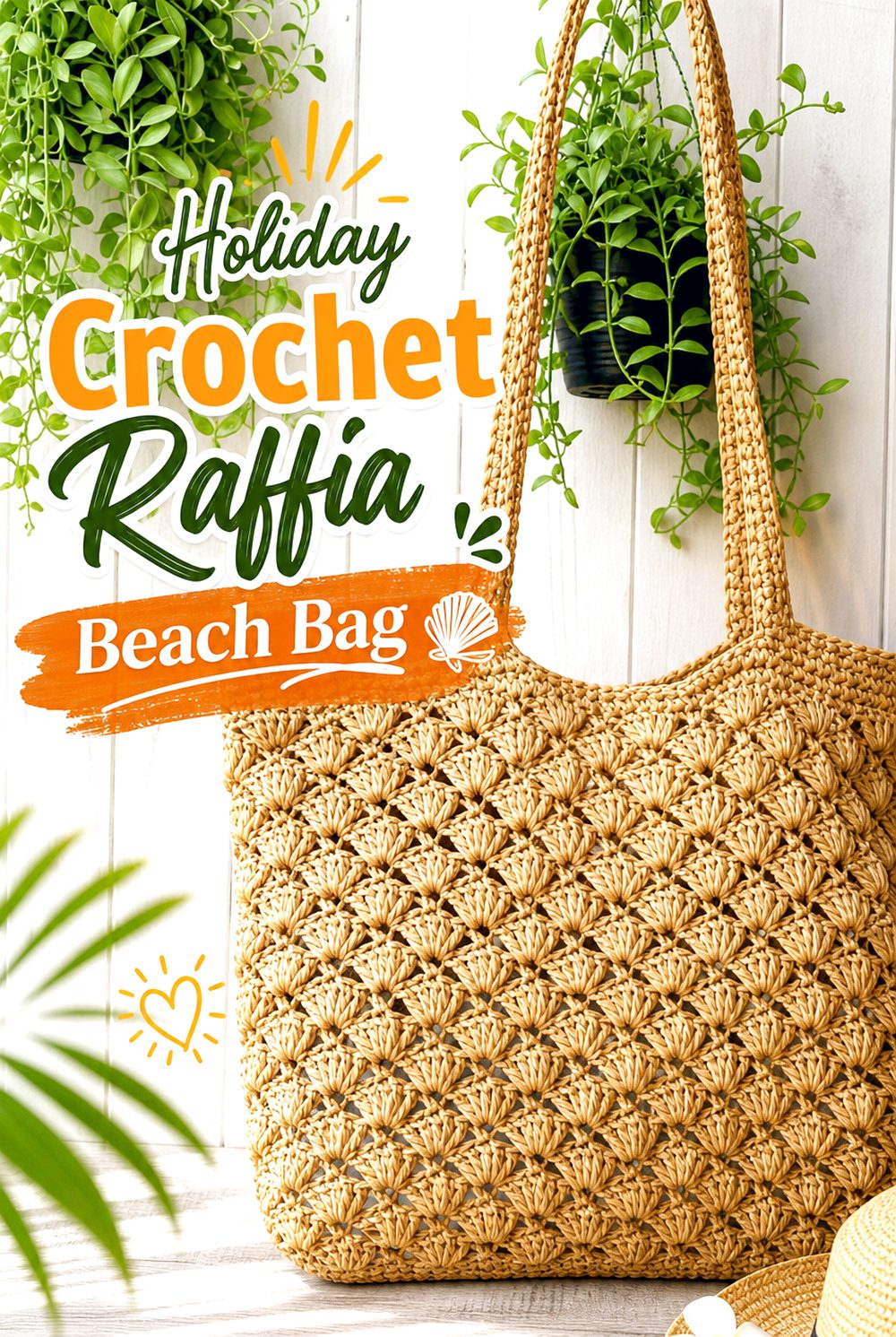 Holiday Crochet Raffia Beach Bag