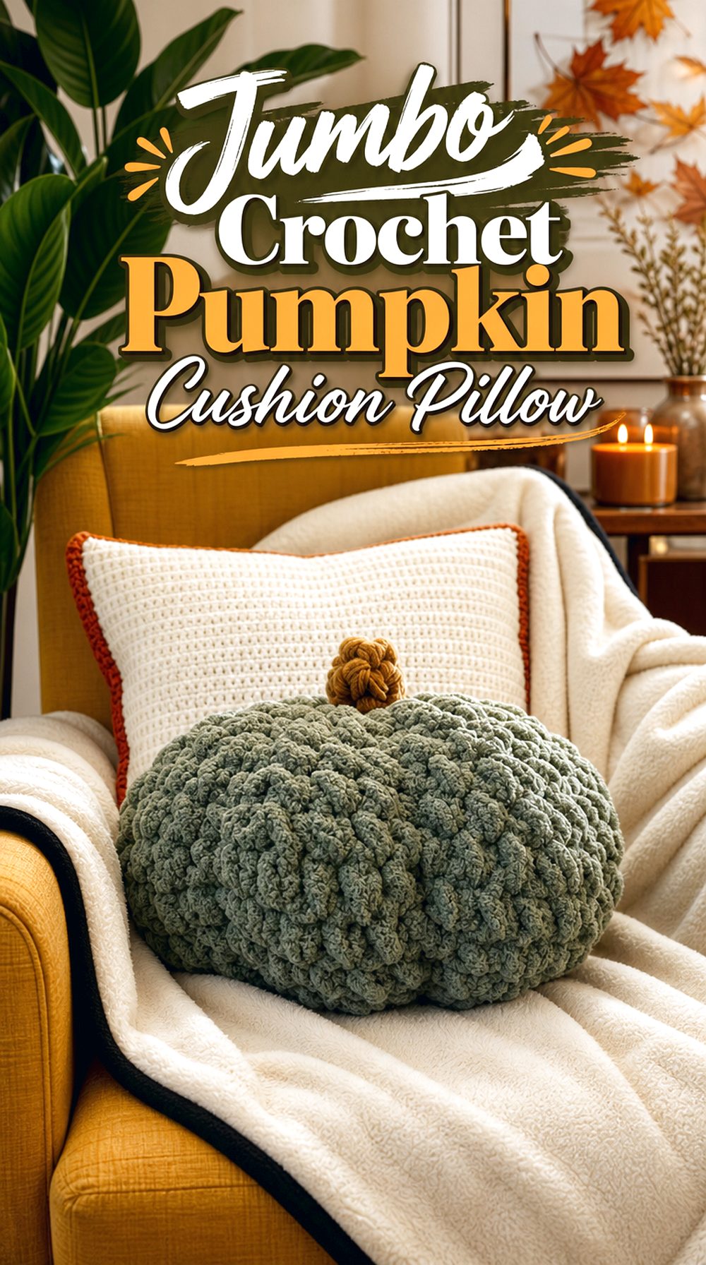 Jumbo Crochet Pumpkin Cushion Pillow