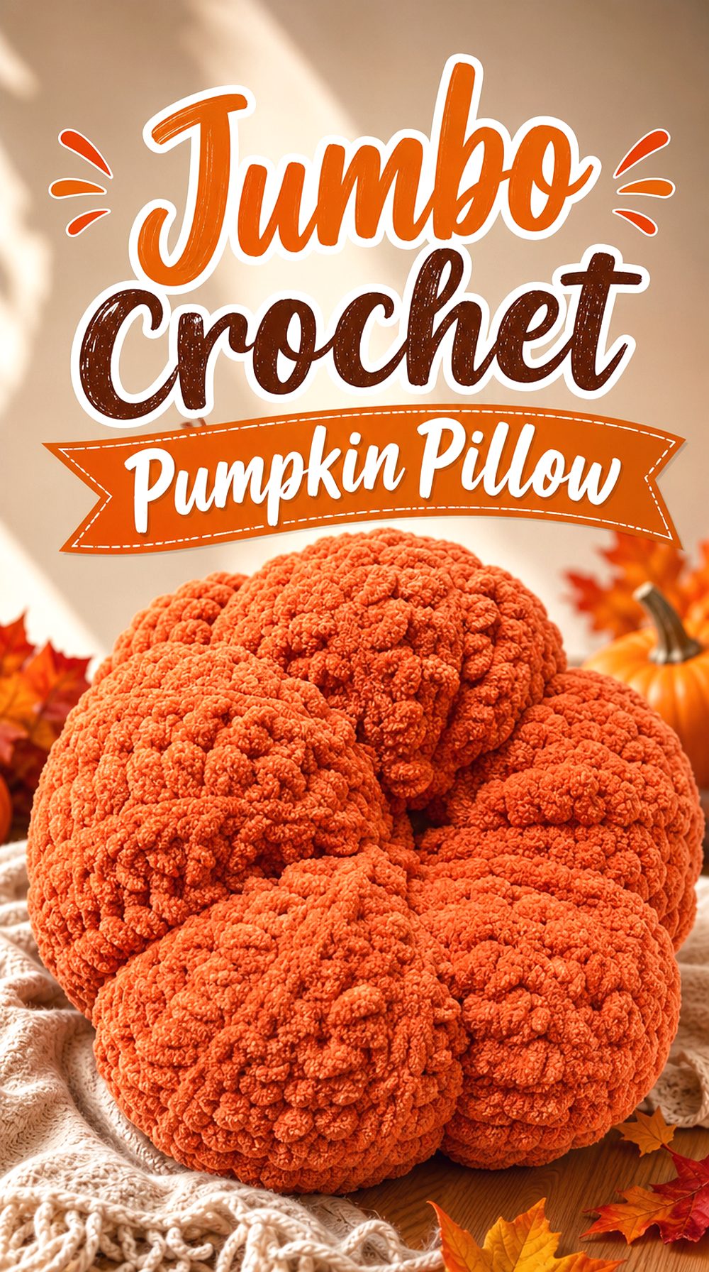 Jumbo Crochet Pumpkin Pillow