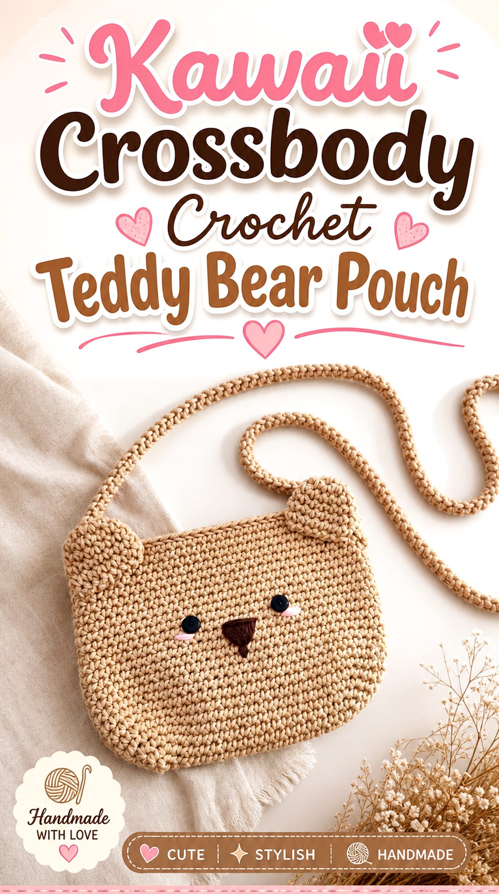 Kawaii Crossbody Crochet Teddy Bear Pouch