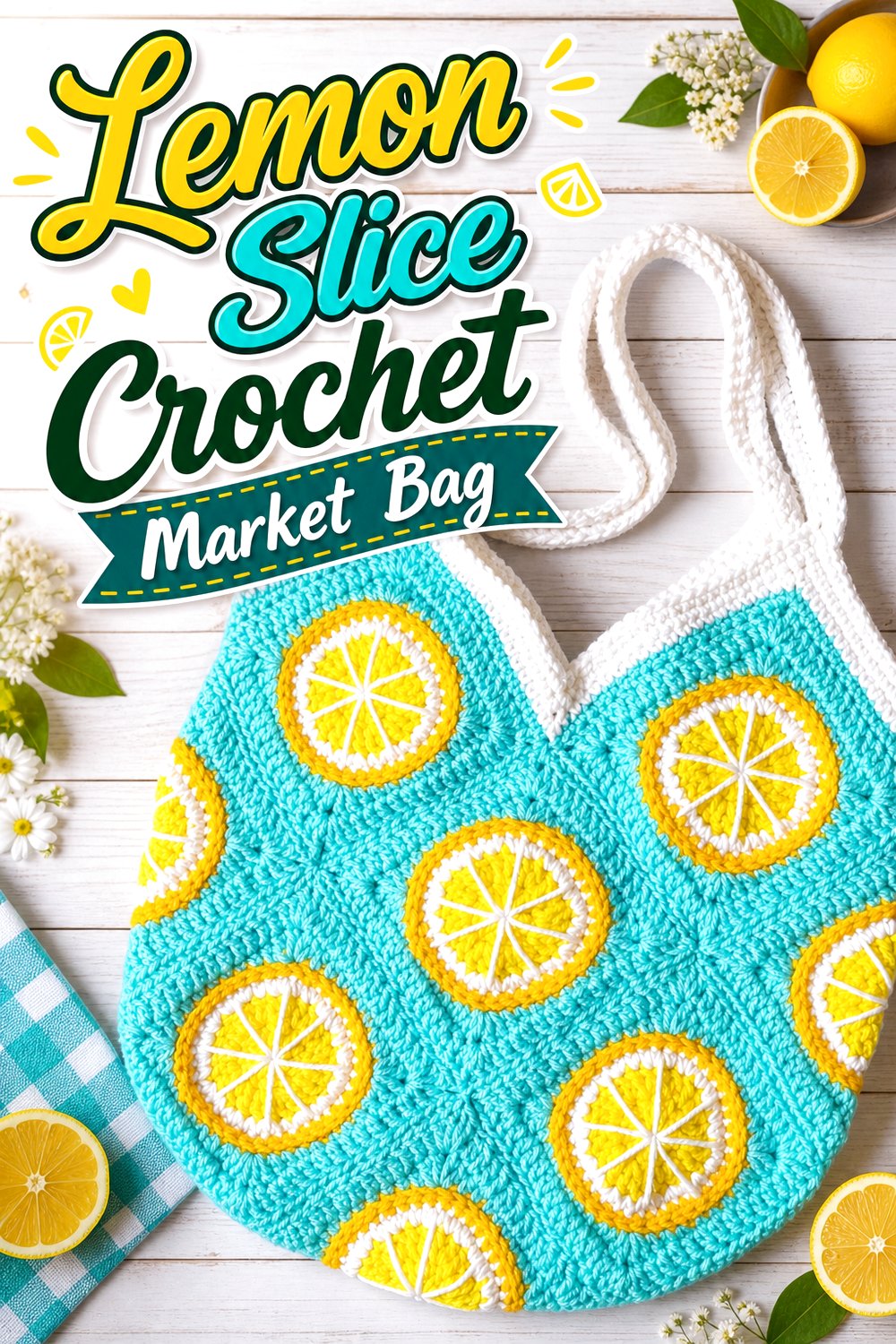 Lemon Slice Crochet Market Bag