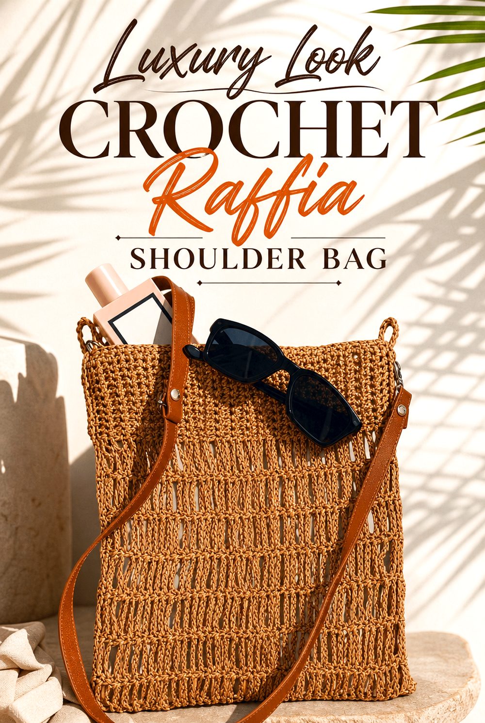Luxury Look Crochet Raffia Shoulder Bag