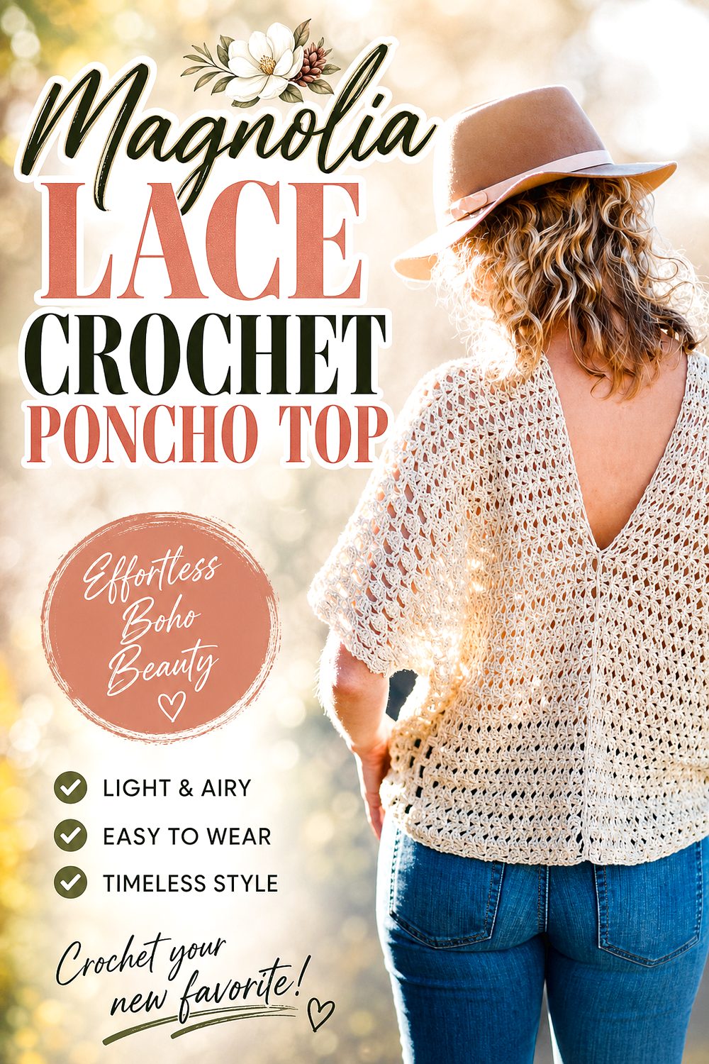 Magnolia Lace Crochet Poncho Top