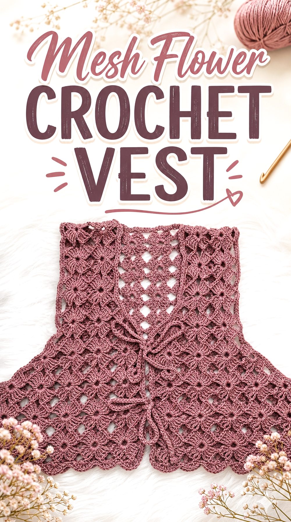 Mesh Flower Crochet Vest