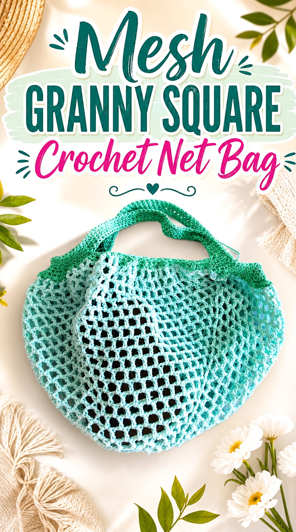 Mesh Granny Square Crochet Net Bag