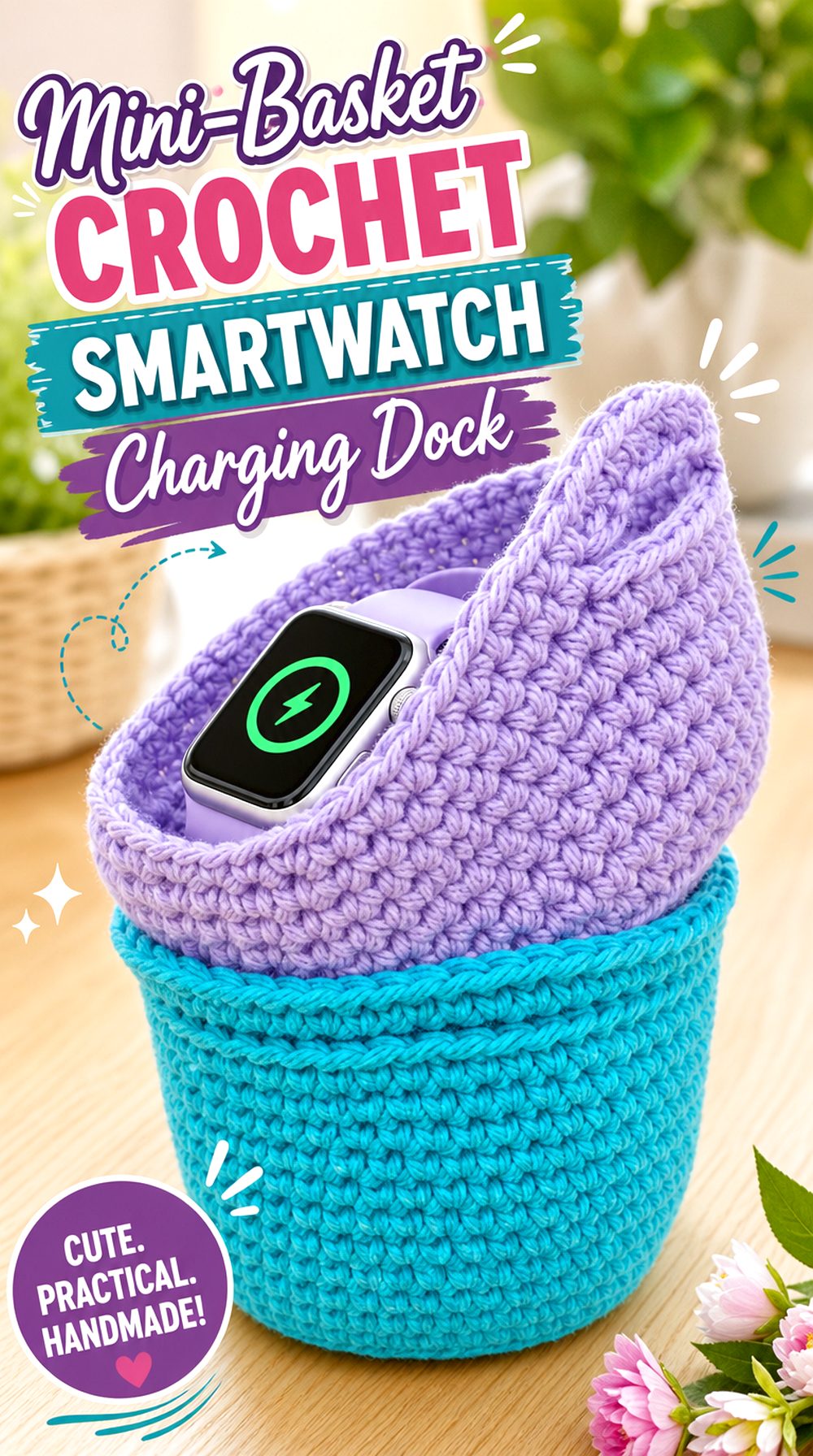 Mini Basket Crochet Smartwatch Charging Dock