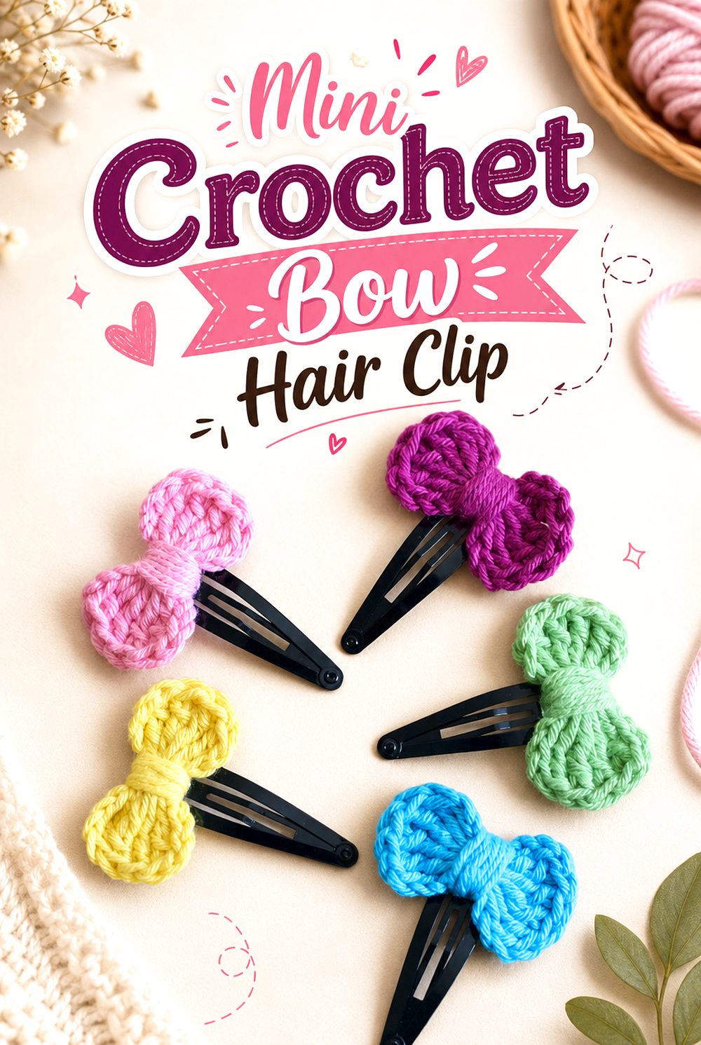 Mini Crochet Bow Hair Clip