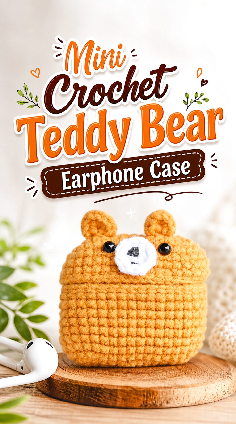 Mini Crochet Teddy Bear Earphone Case