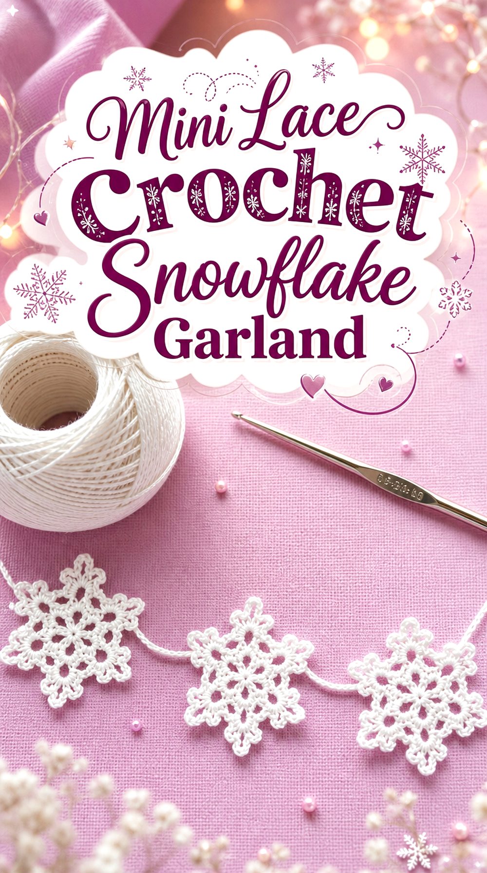 Mini Lace Crochet Snowflake Garland