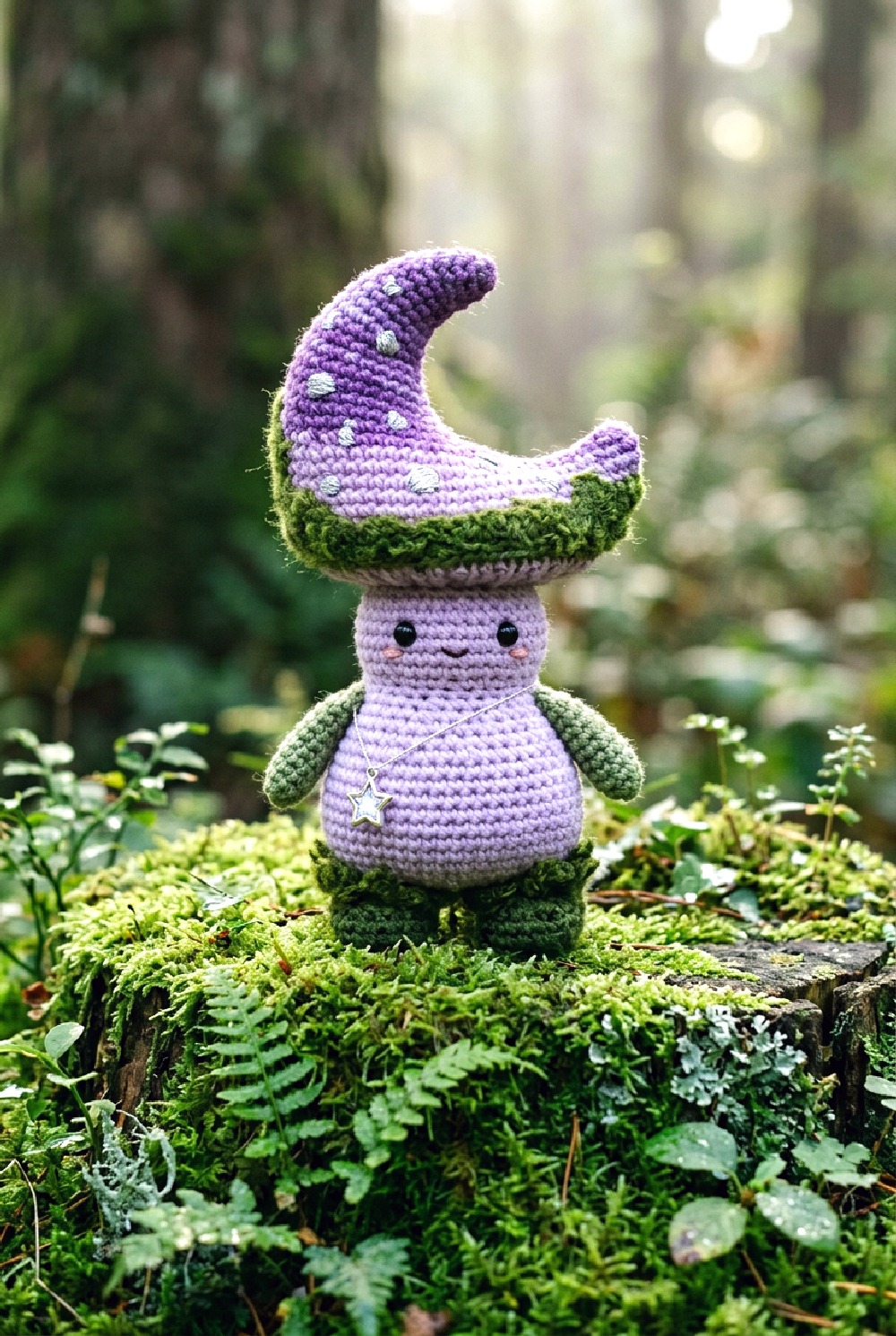 Moon Mushroom Crochet Sprite