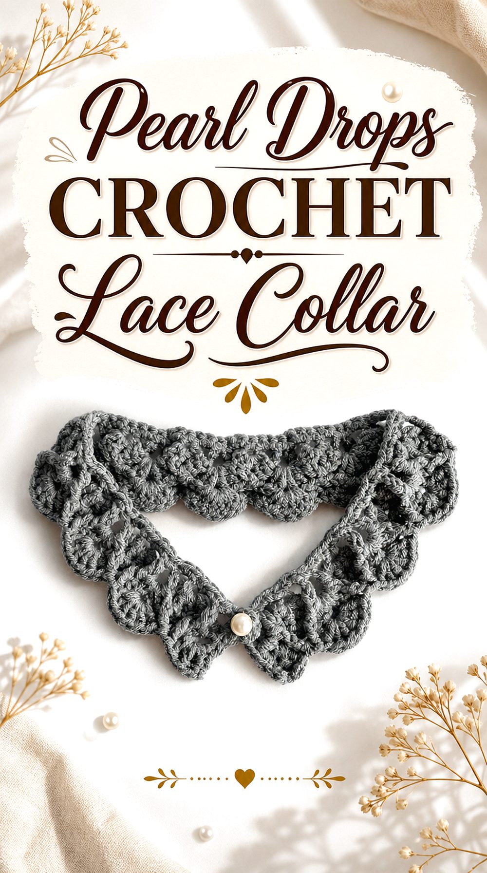Pearl Drops Crochet Lace Collar
