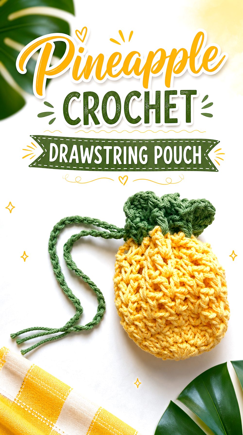 Pineapple Crochet Drawstring Pouch