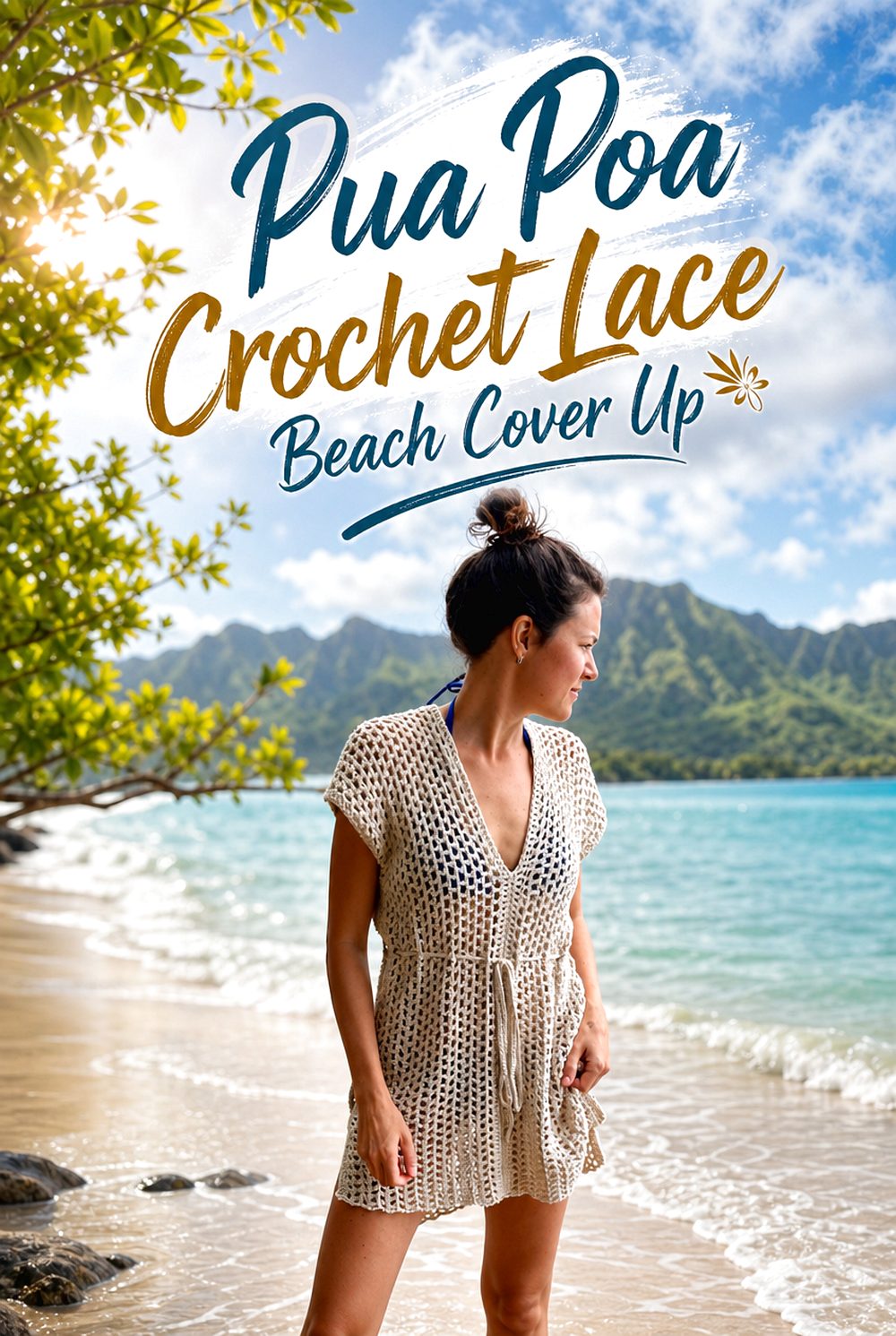 Pua Poa Crochet Lace Beach Cover Up