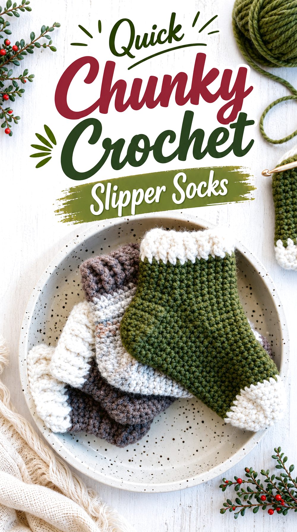 Quick Chunky Crochet Slipper Socks