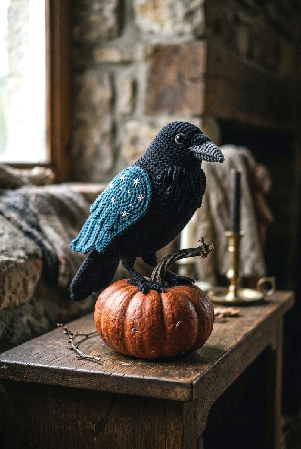 Raven Pumpkin Crochet Totem