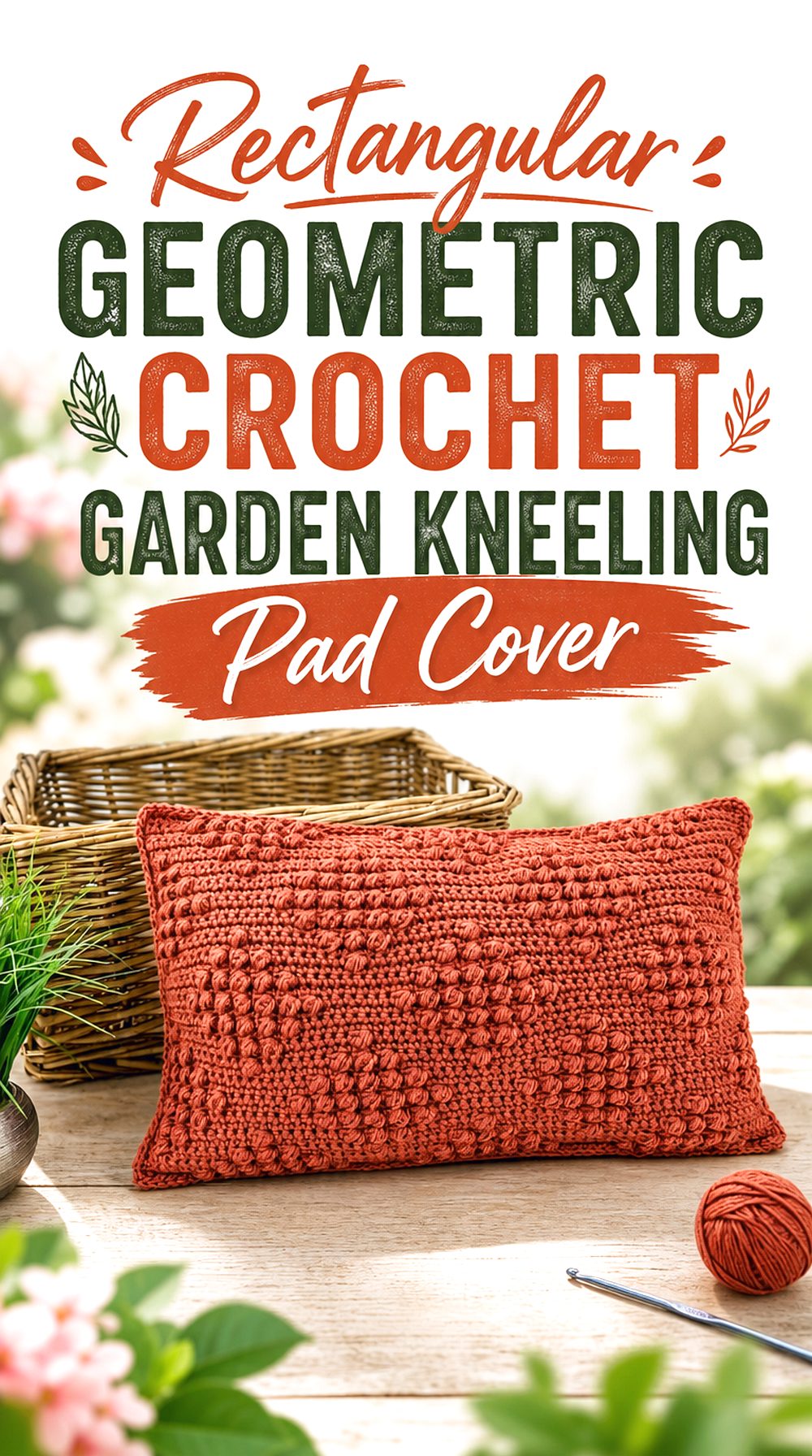 Rectangular Geometric Crochet Garden Kneeling Pad Cover
