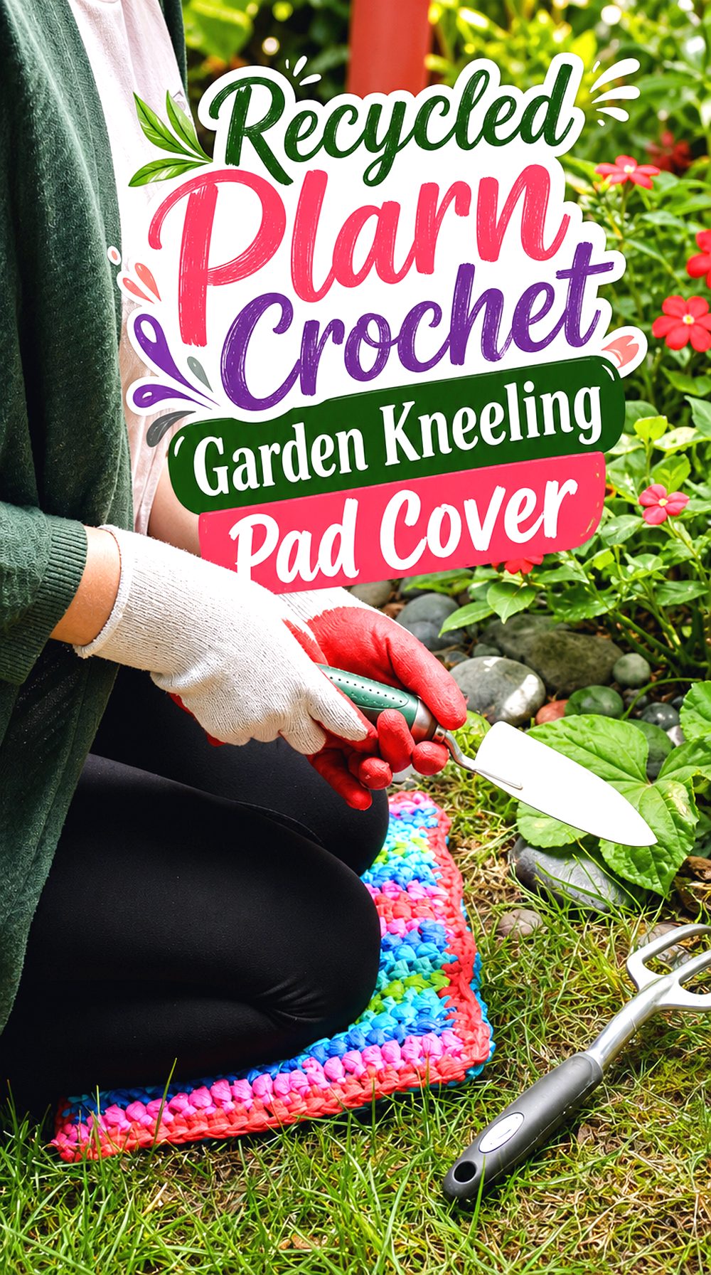 Recycled Plarn Crochet Garden Kneeling Pad Cover