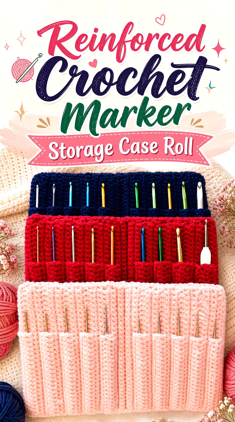 Reinforced Crochet Marker Storage Case Roll