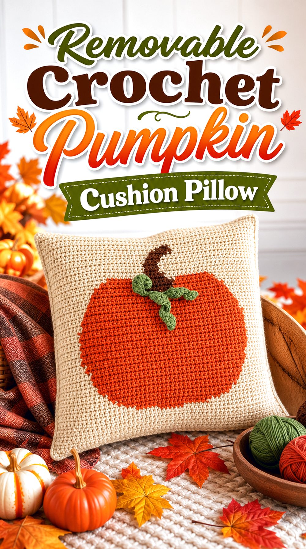 Removable Crochet Pumpkin Cushion Pillow