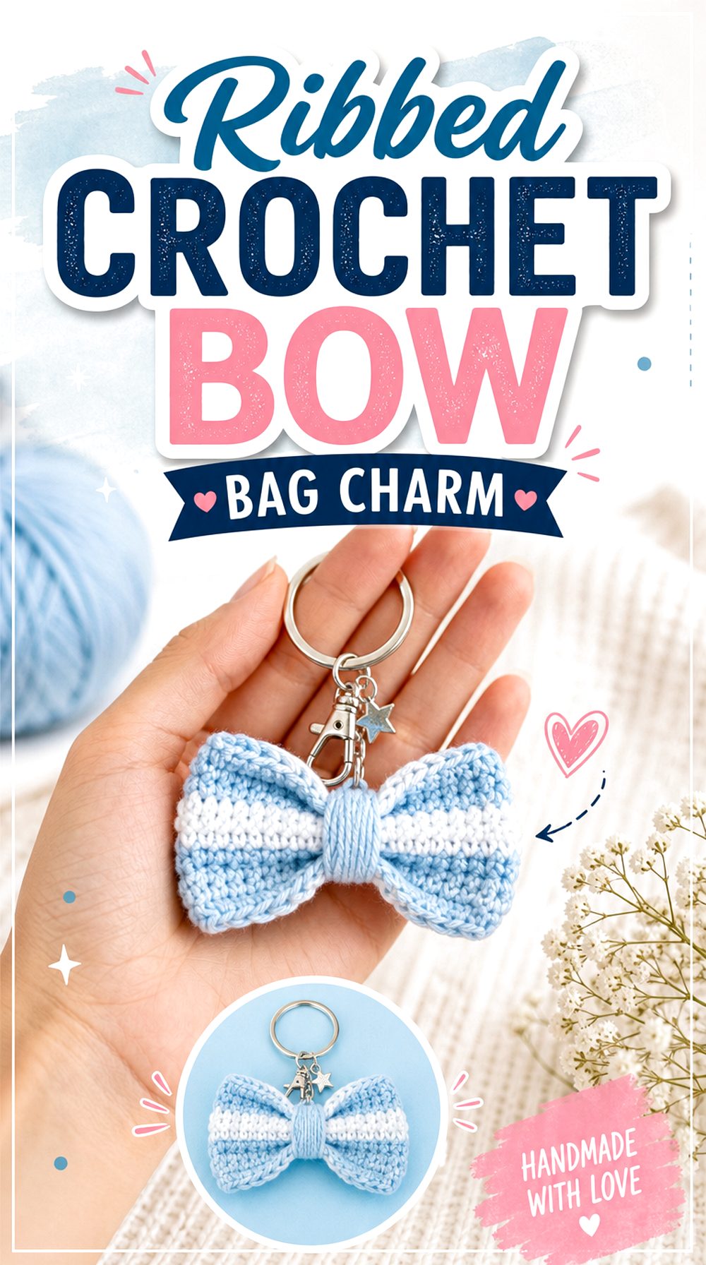 Ribbed Crochet Bow Bag Charm
