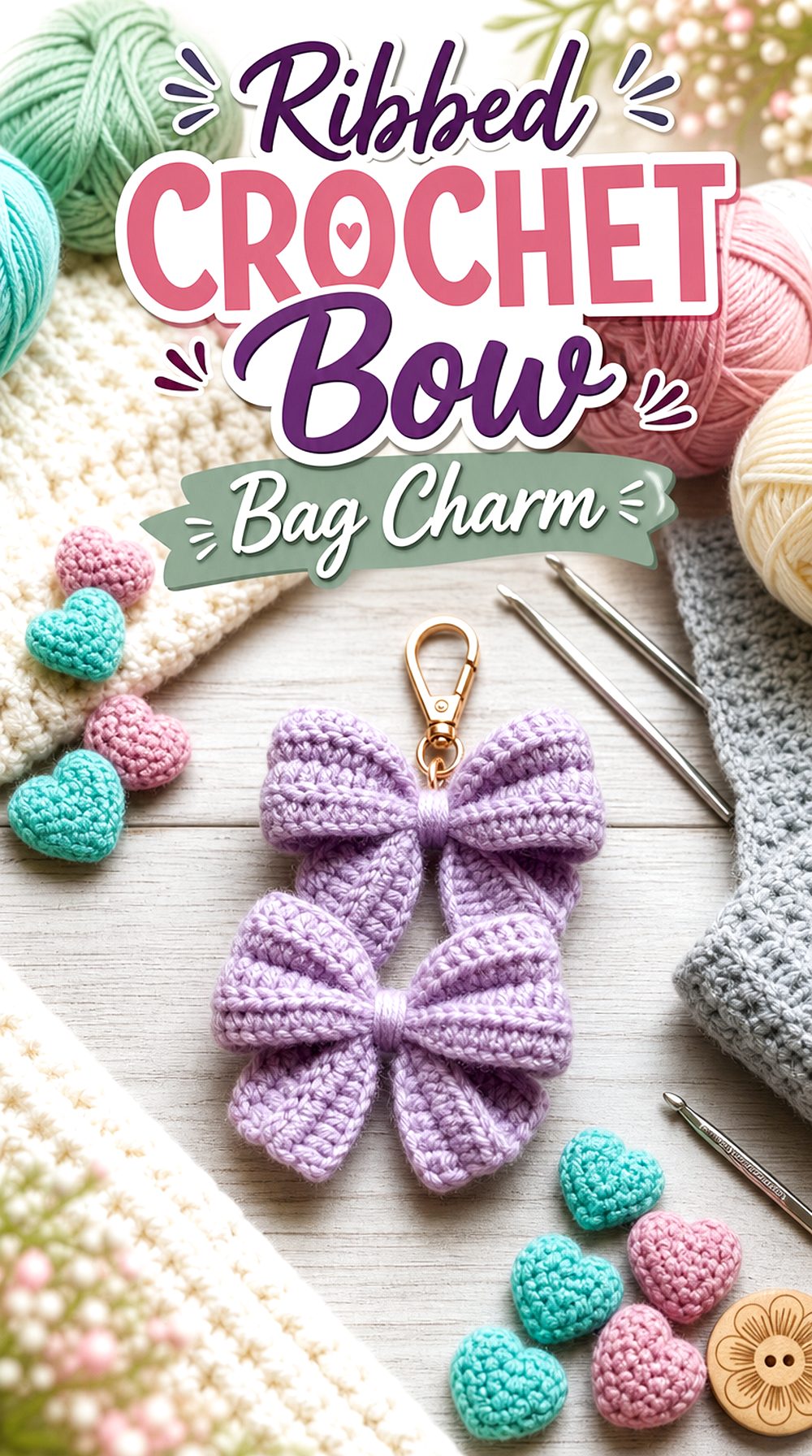 Ribbed Crochet Bow Bag Charm