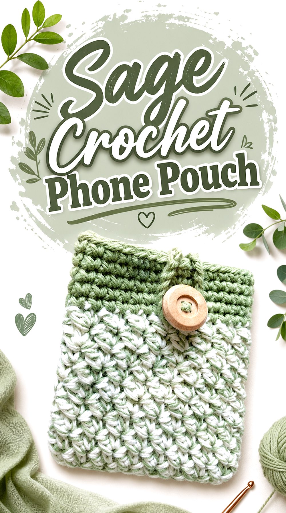 Sage Crochet Phone Pouch