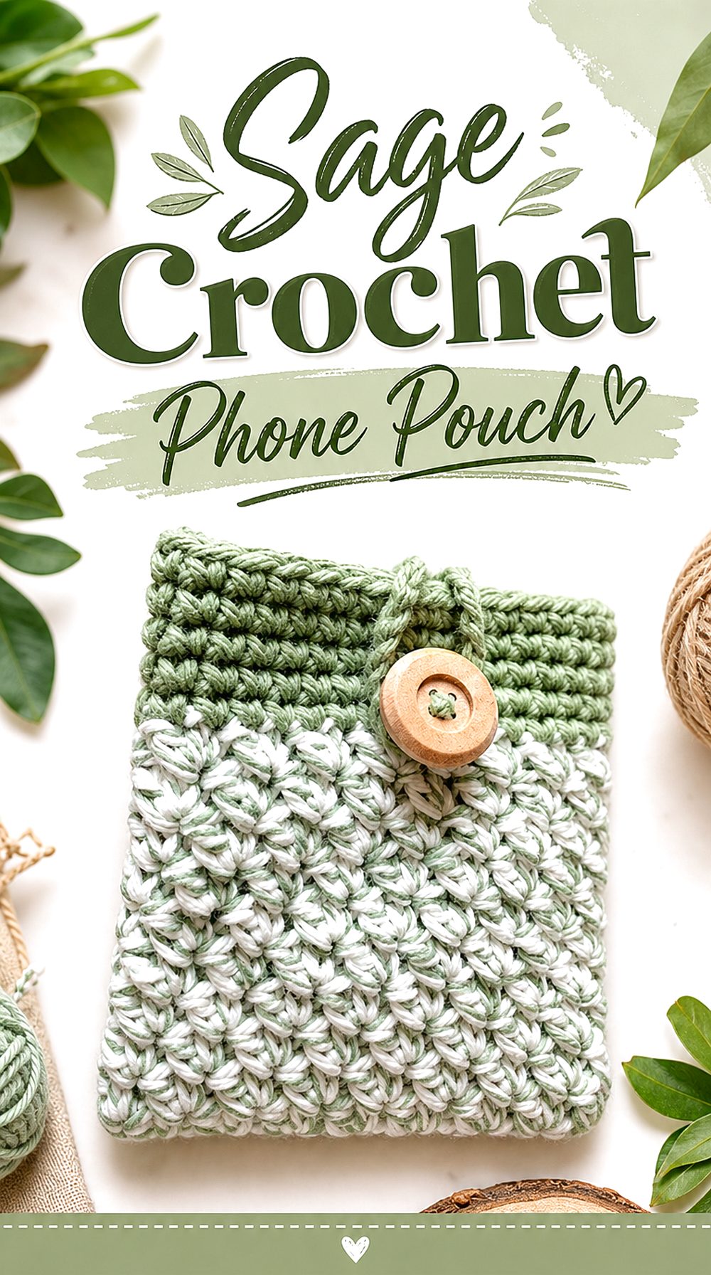 Sage Crochet Phone Pouch