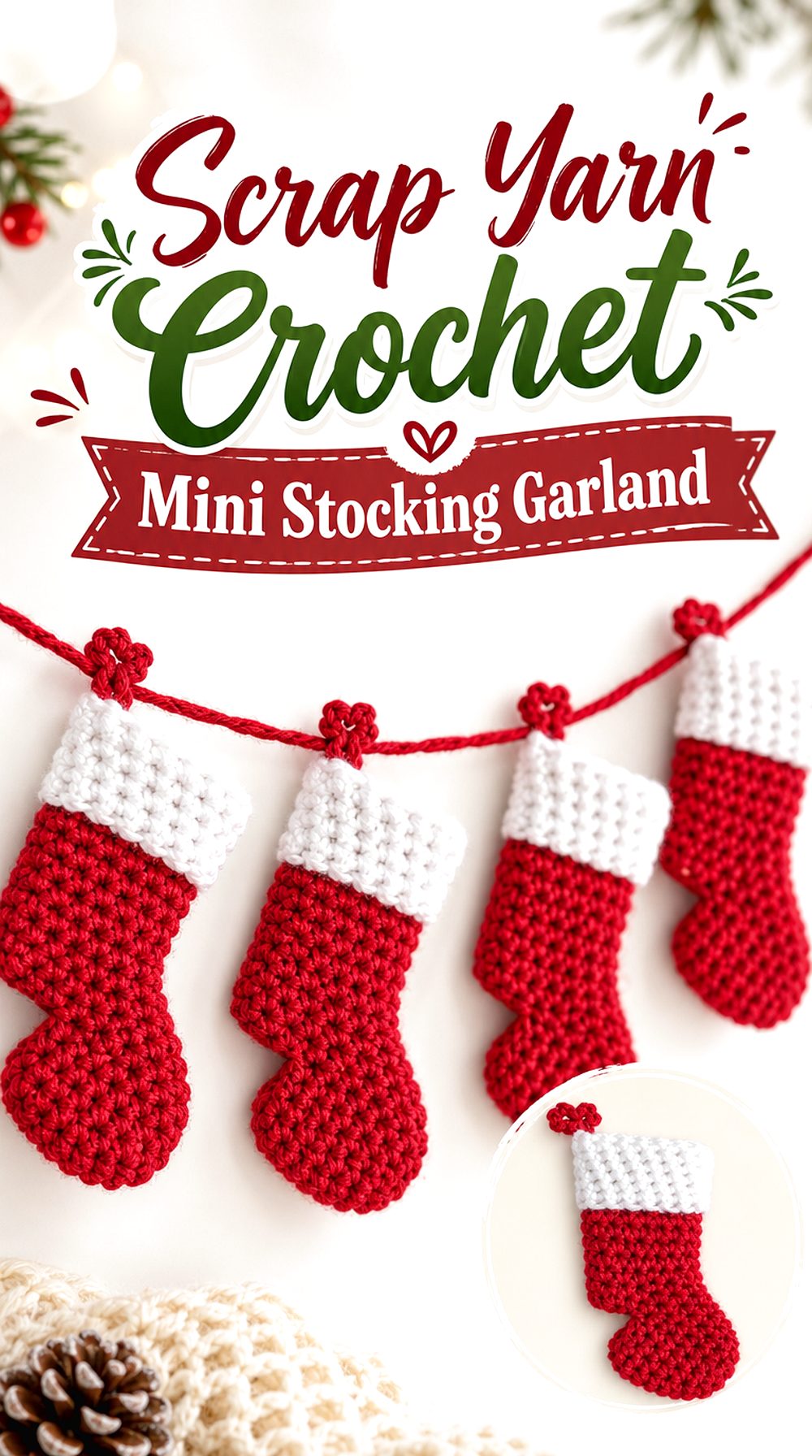 Scrap Yarn Crochet Mini Stocking Garland
