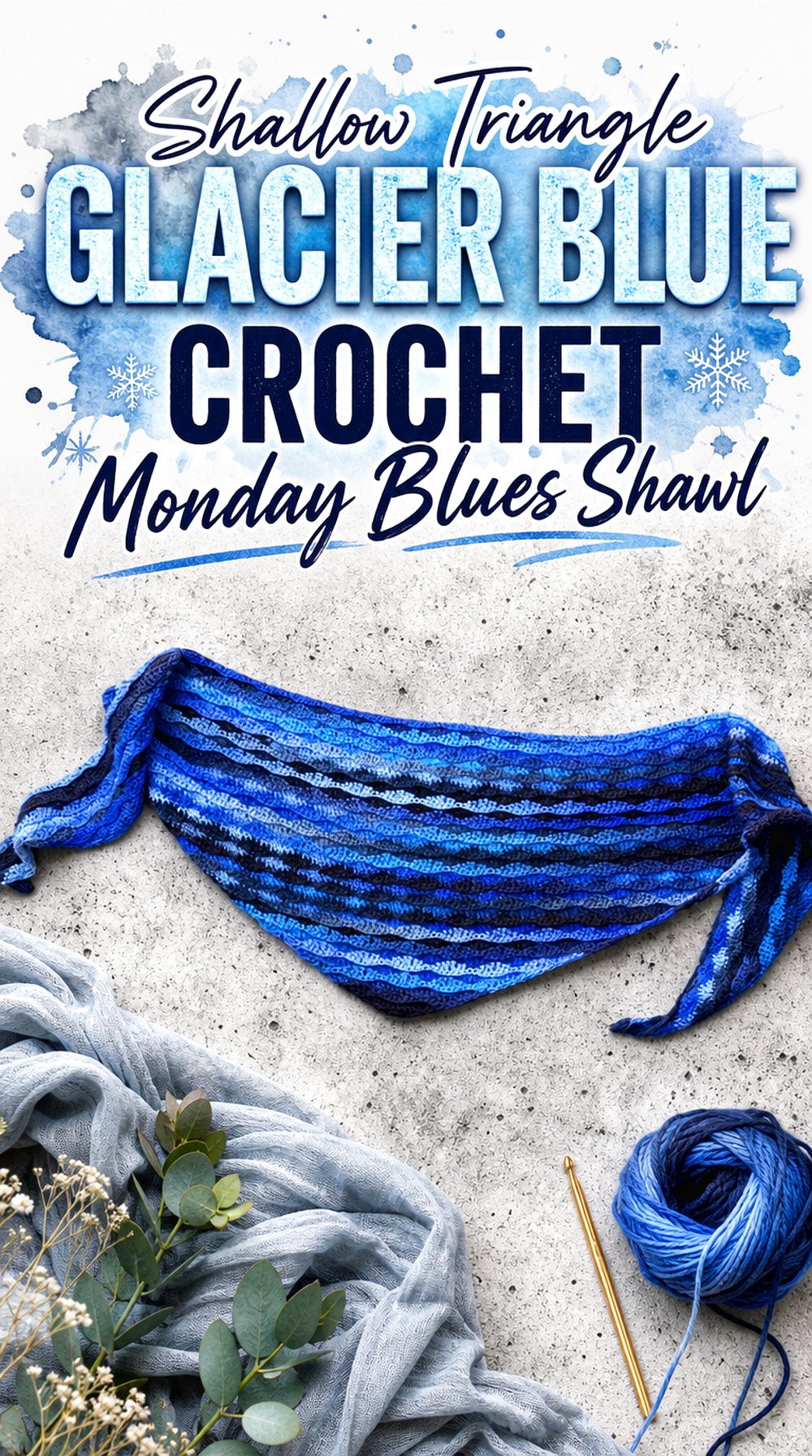 Shallow Triangle Glacier Blue Crochet Monday Blues Shawl