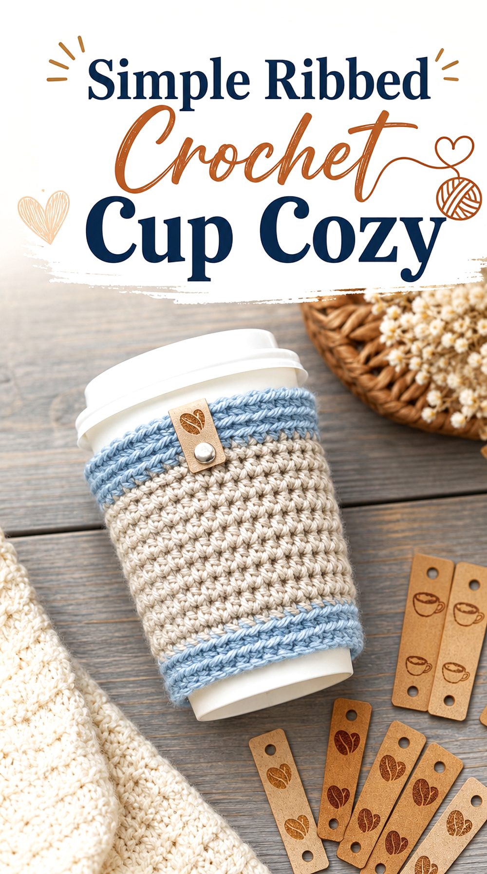 Simple Ribbed Crochet Cup Cozy